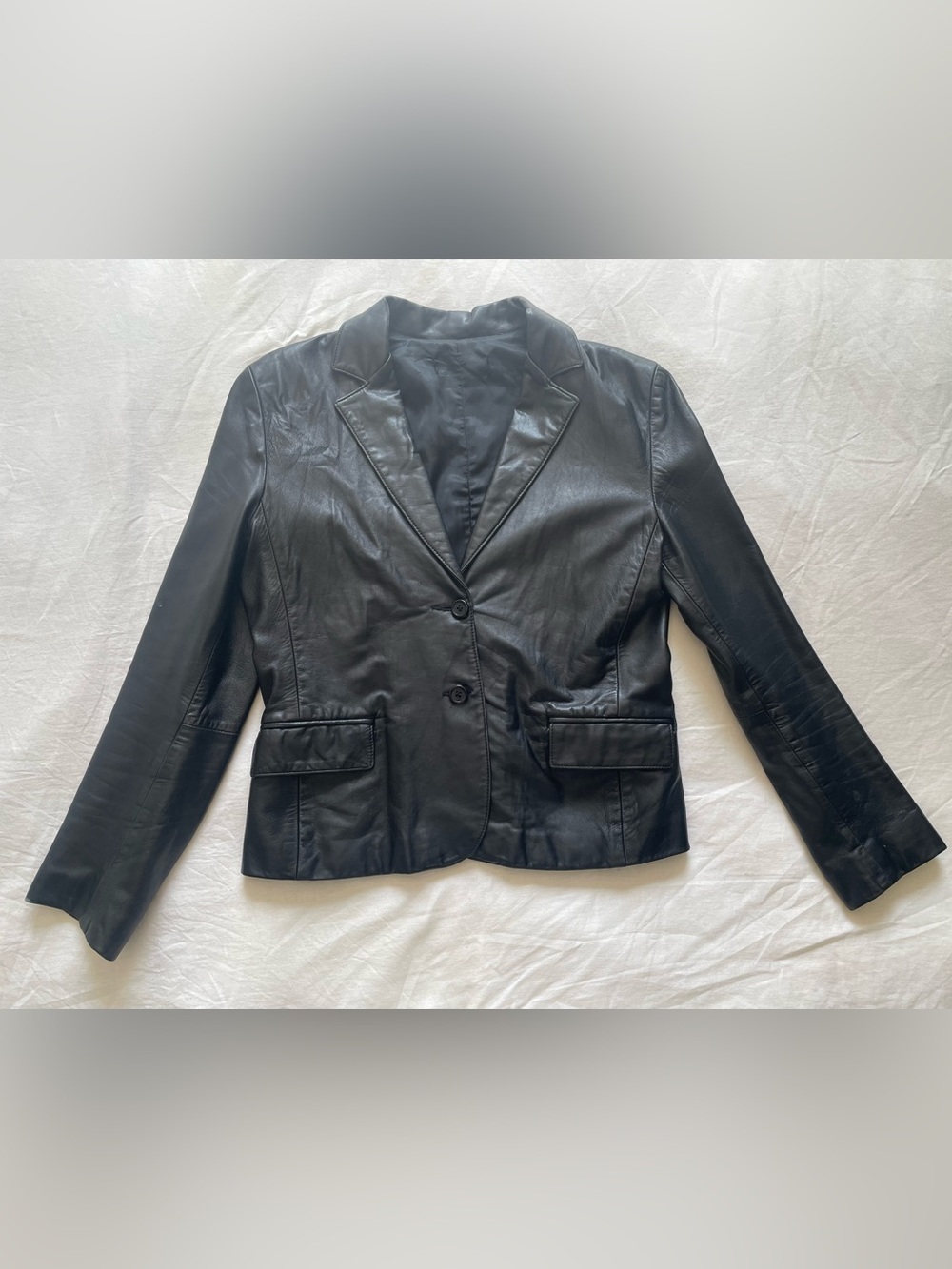 Vintage Black Leather Blazer Jacket